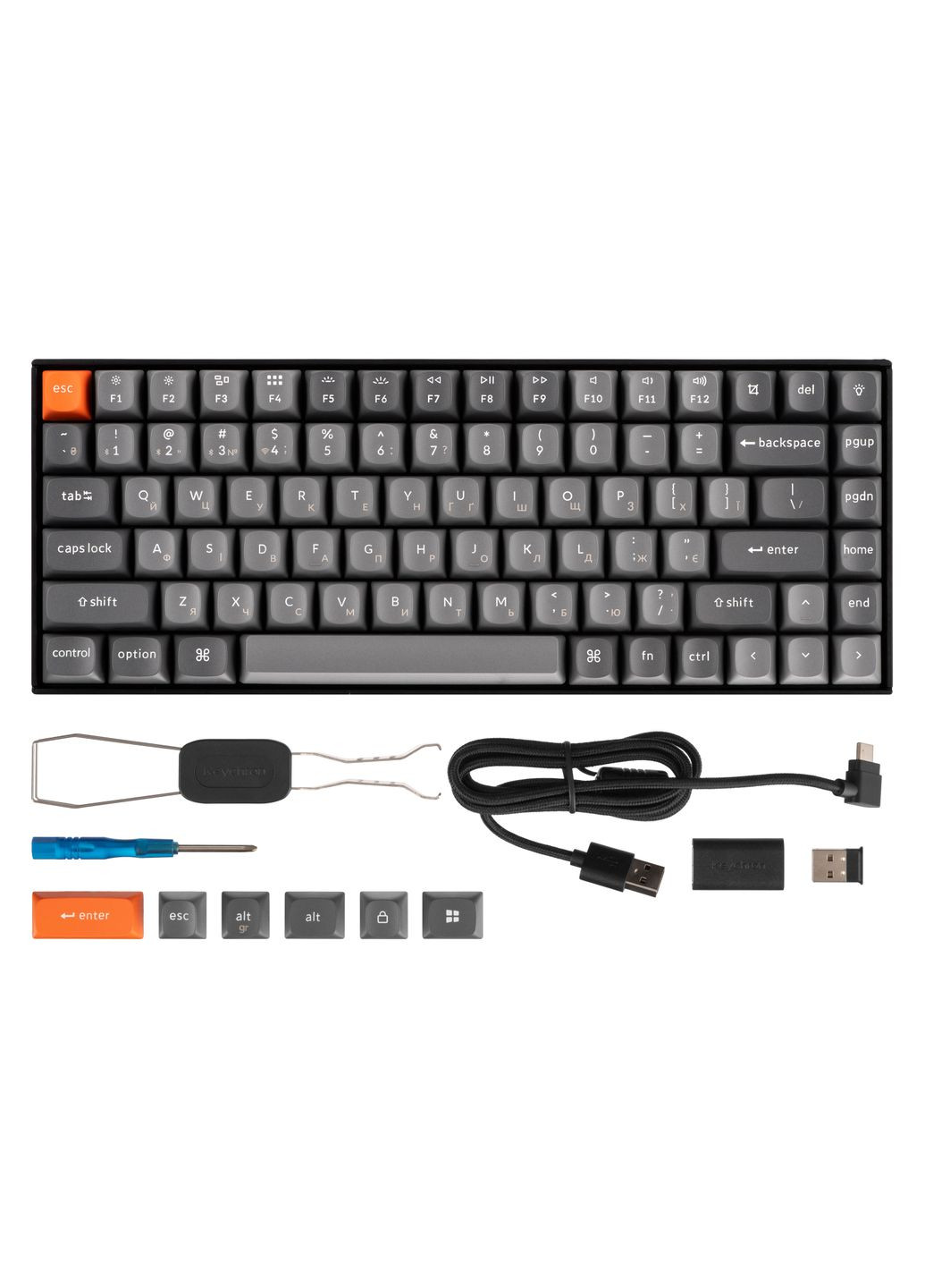 Клавиатура механическая K2 Max 84Key, K Super Brown, WL/BT/USB-A, QMK, EN/UKR, RGB, черный Keychron (367854300)