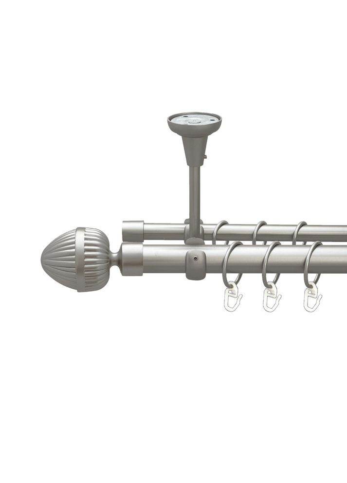 Карниз Одеон металевий дворядний відкритий до стелі гладка труба Сатин 25\16 мм 200 см (00-00023813) ORVIT (300846651)