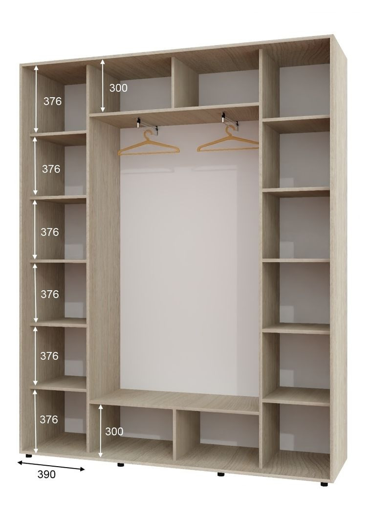 Шафа-купе тридверна 180*45*230 см Дуб Шамоні світлий 3 двері Дзеркало ШК-05 Алекса (360479437)