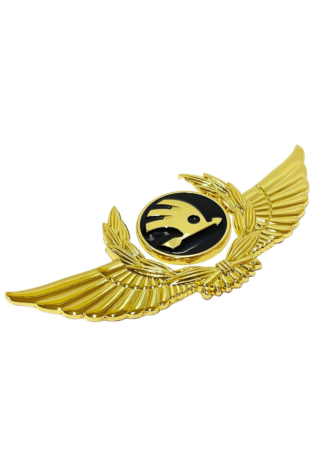 Емблема металева з 3D крилами ЗОЛОТА 138x58мм Skoda (369611950)