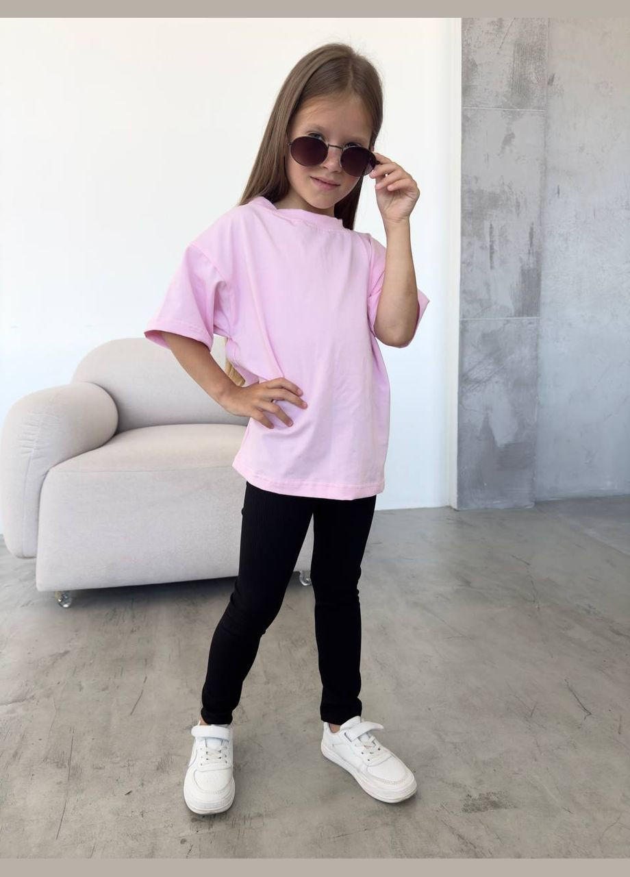 Светло-розовая демисезонная базовая футболка оверсайз No Brand
