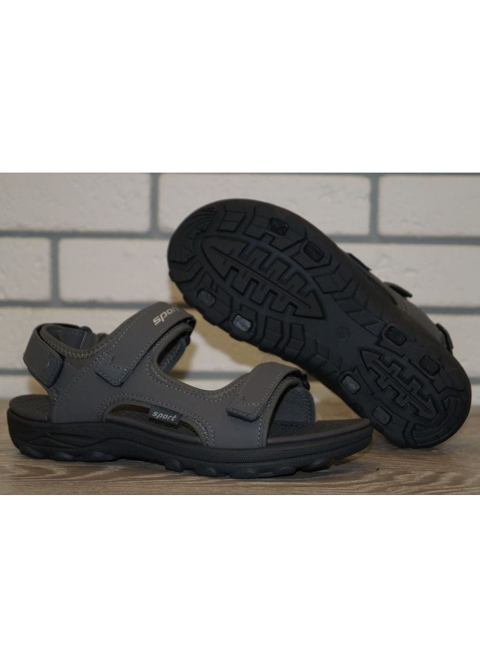Темно-серые спортивные, повседневные, кэжуал сандалии подростковые темно-серые EEBB на липучке