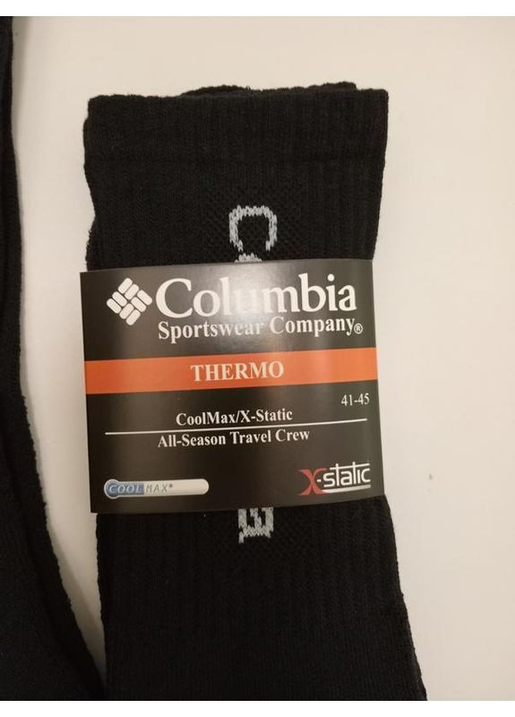 Чёрные мужские высокие носки с махровой стопой надпись columbia надписи (362490418)