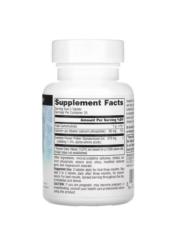 Натуральна добавка Swedish Flower Pollen, 90 таблеток Source Naturals (334708093)