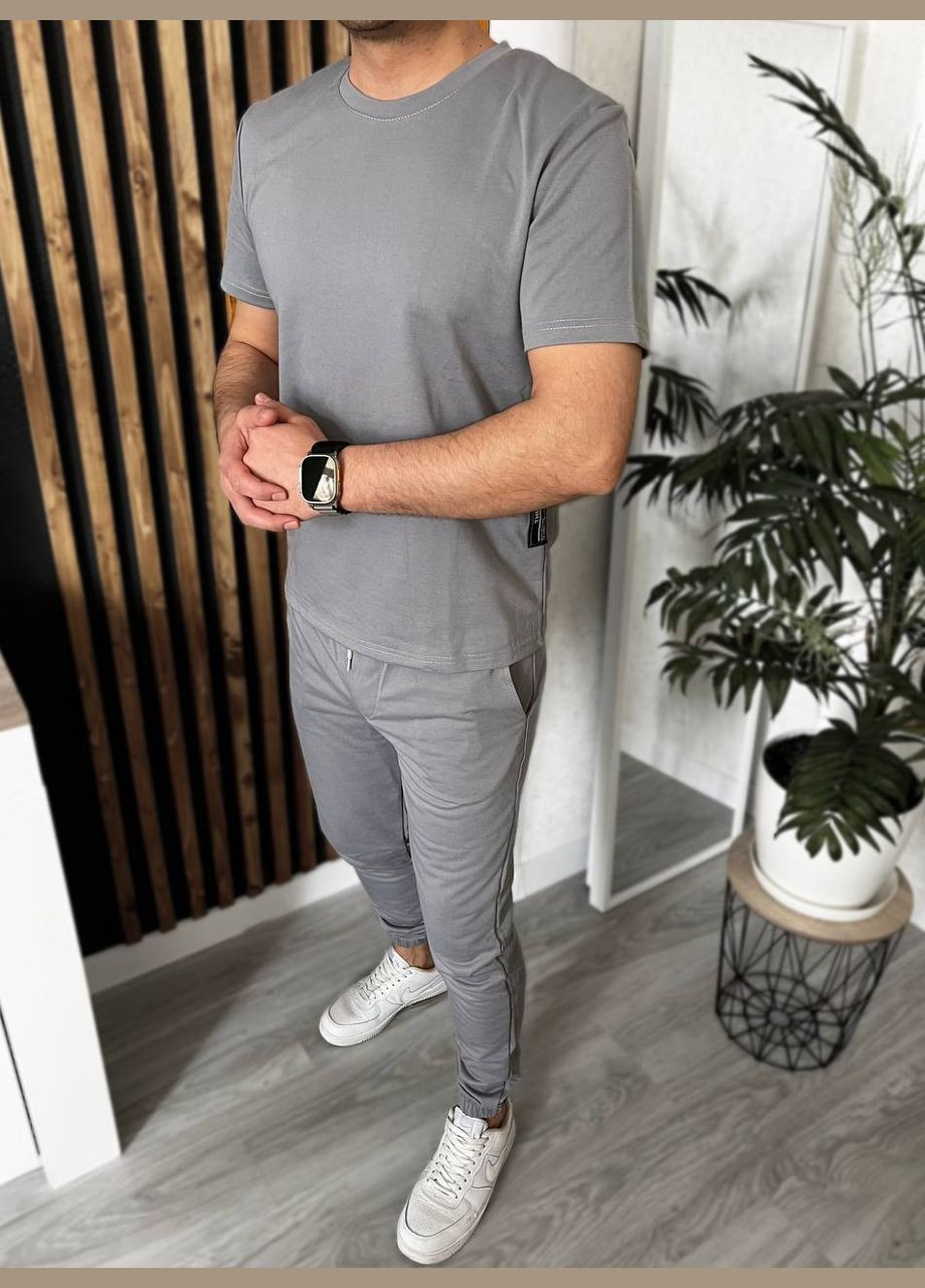 Сірий демісезонний костюм тканина двунитка відмінна якість No Brand