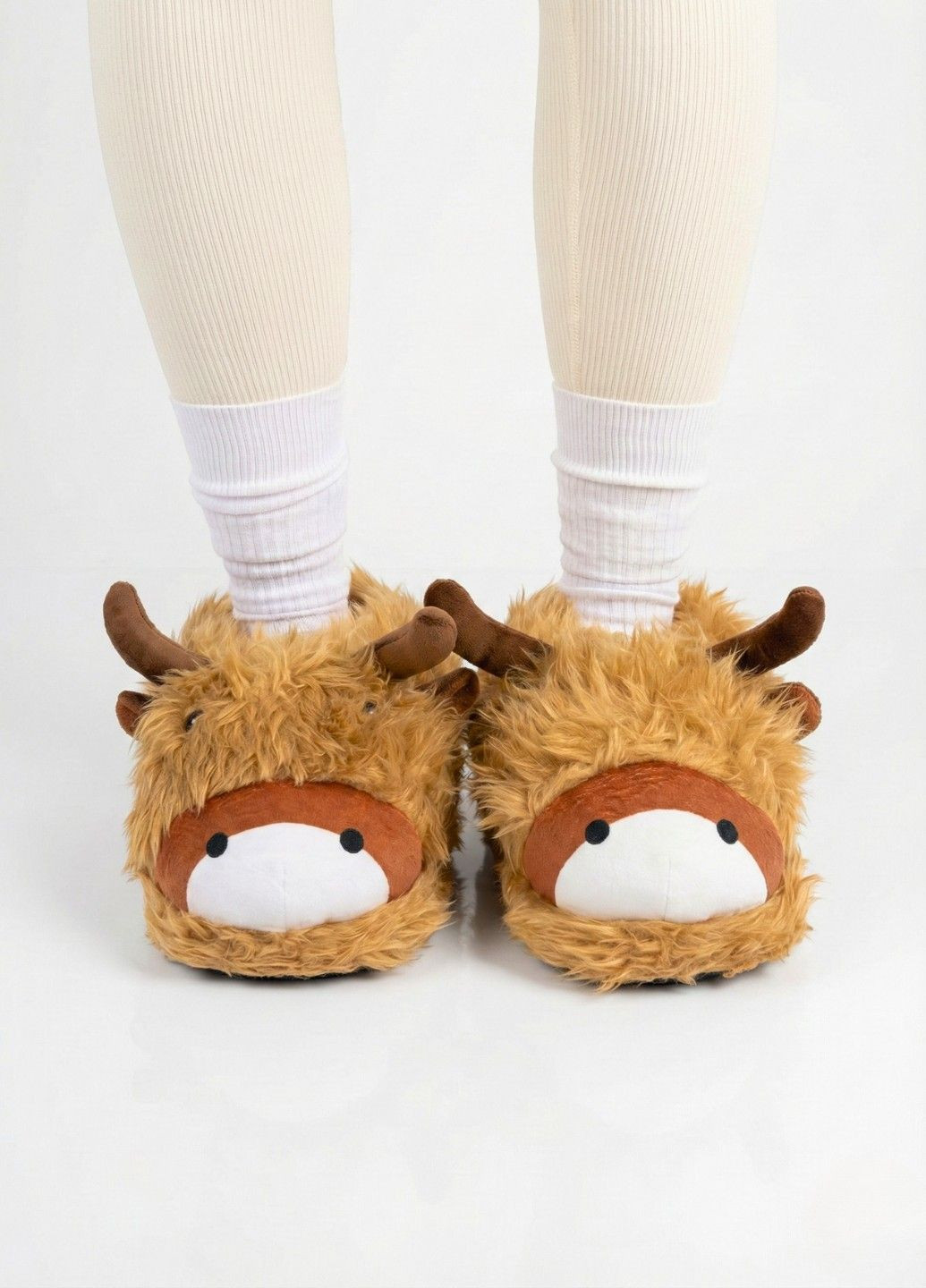 Капці іграшки корова Гайленд домашні для підлітків та дорослих коричневі Lalapka (370858920)