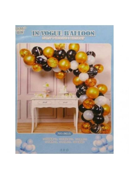 Фотозона з повітряних куль - 80шт. = чорні + золоті + білі + 5м стрічка MIC (361421664)