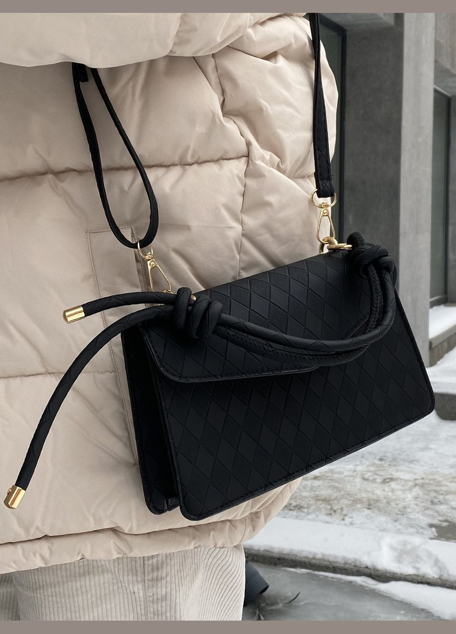 Жіноча класична сумка 8658 крос-боді через плече чорна No Brand (290038981)