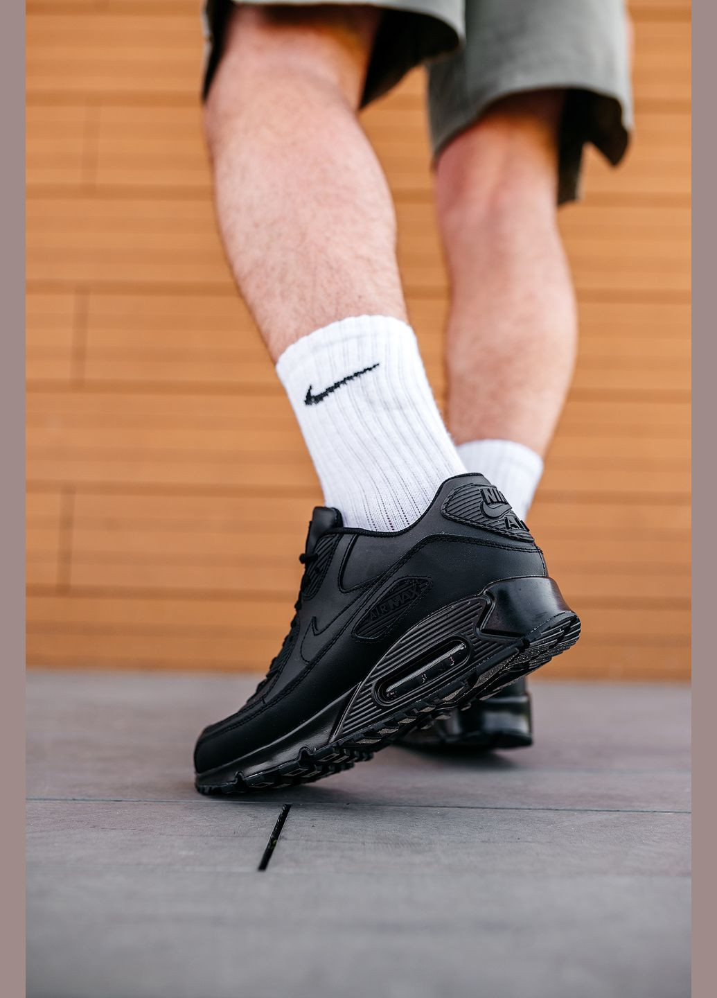 Черные демисезонные кроссовки мужские Nike Air Max 90 «Black»