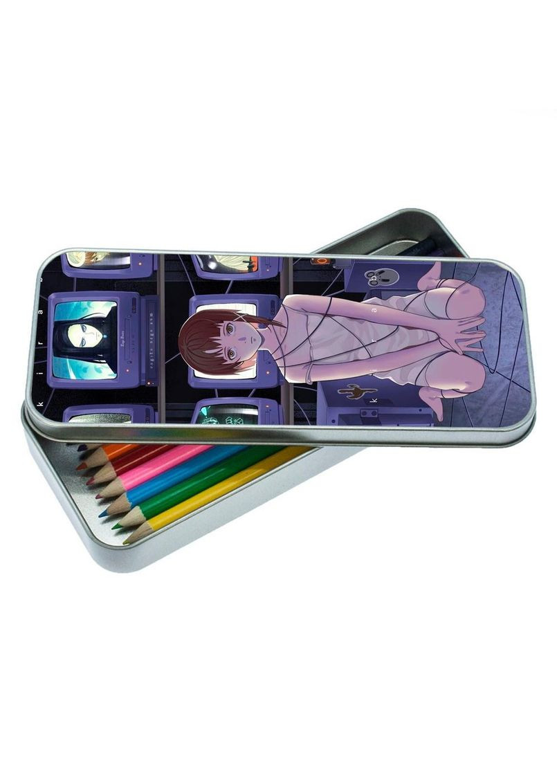 Органайзер для канцелярских принадлежностей металлический, кейс для мелочей Аниме Эксперименты Лейн #006 7*18 см Silver No Brand (309157324)