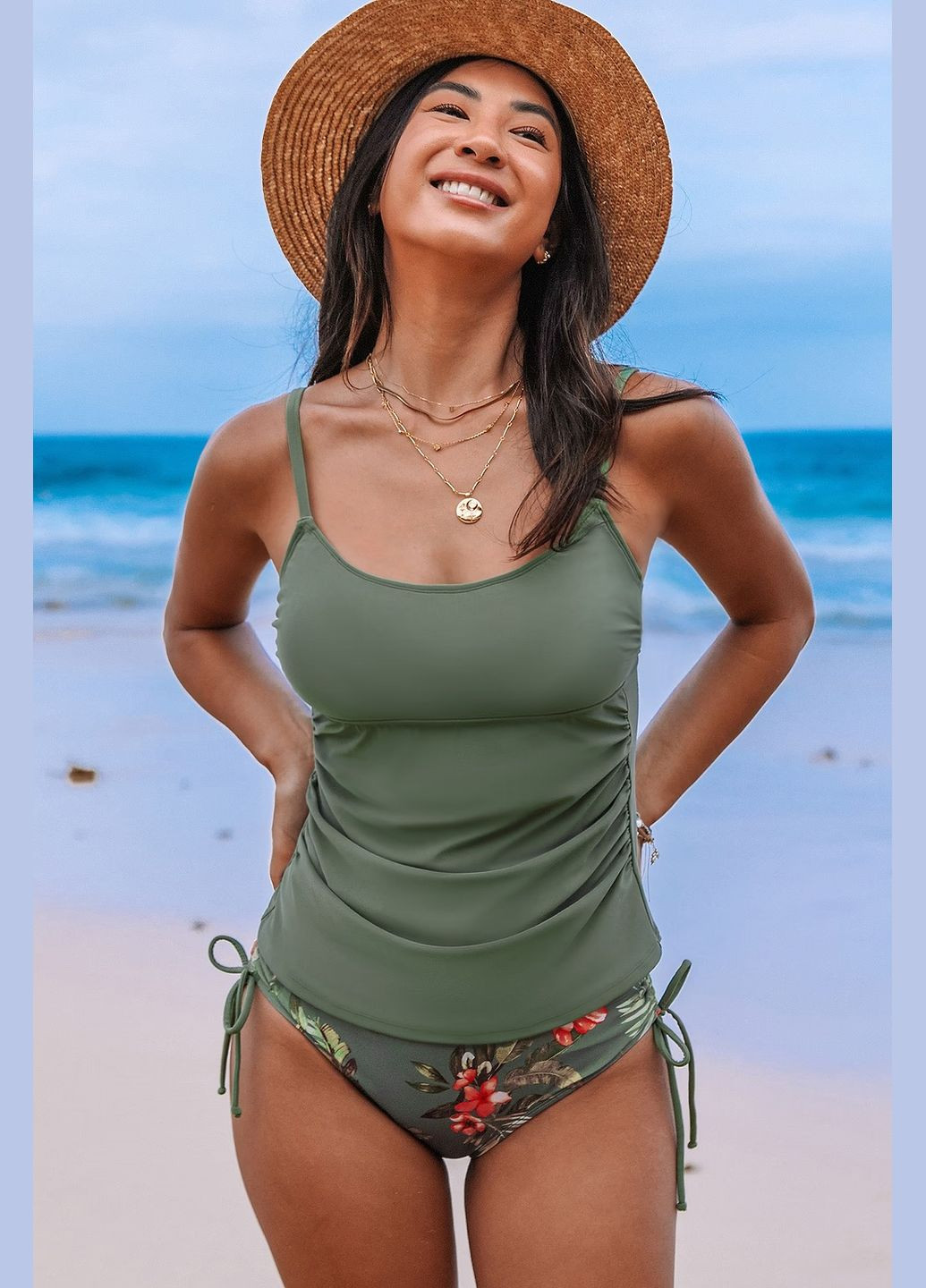 Оливковий (хакі) літній купальник CUPSHE