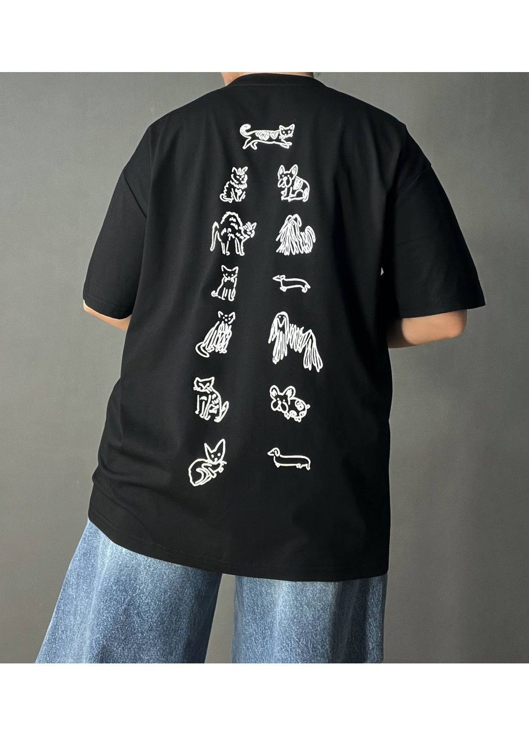 Футболка женская A-N 2358 оверсайз с рисунком животных на спине No Brand - (329694209)