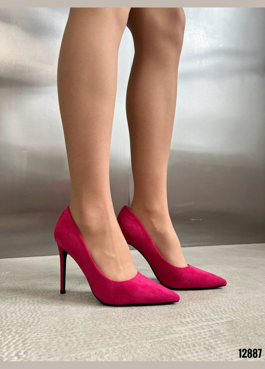 No Brand Туфлі човники фуксія з еко-замші на підборах 10,5 см фуксія з, — (332196834)