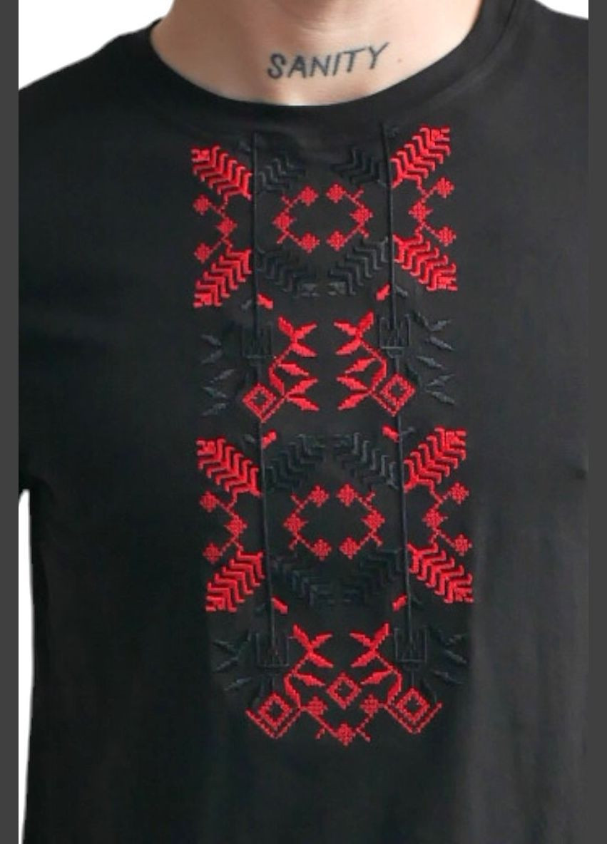 Черная футболка love self кулир черная вышивка подсолнух р. 3xl (54) с коротким рукавом 4PROFI