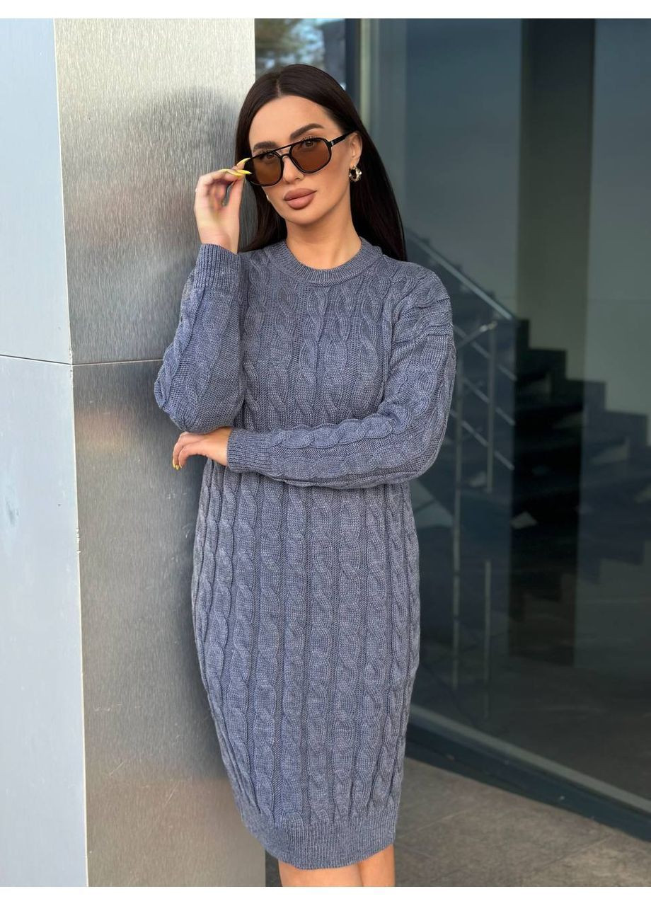 Темно-серое праздничный, повседневный, вечернее, деловое, кэжуал шерстяное платье свободного кроя. цвет изумруд. длина меди. BANG__BOOOM