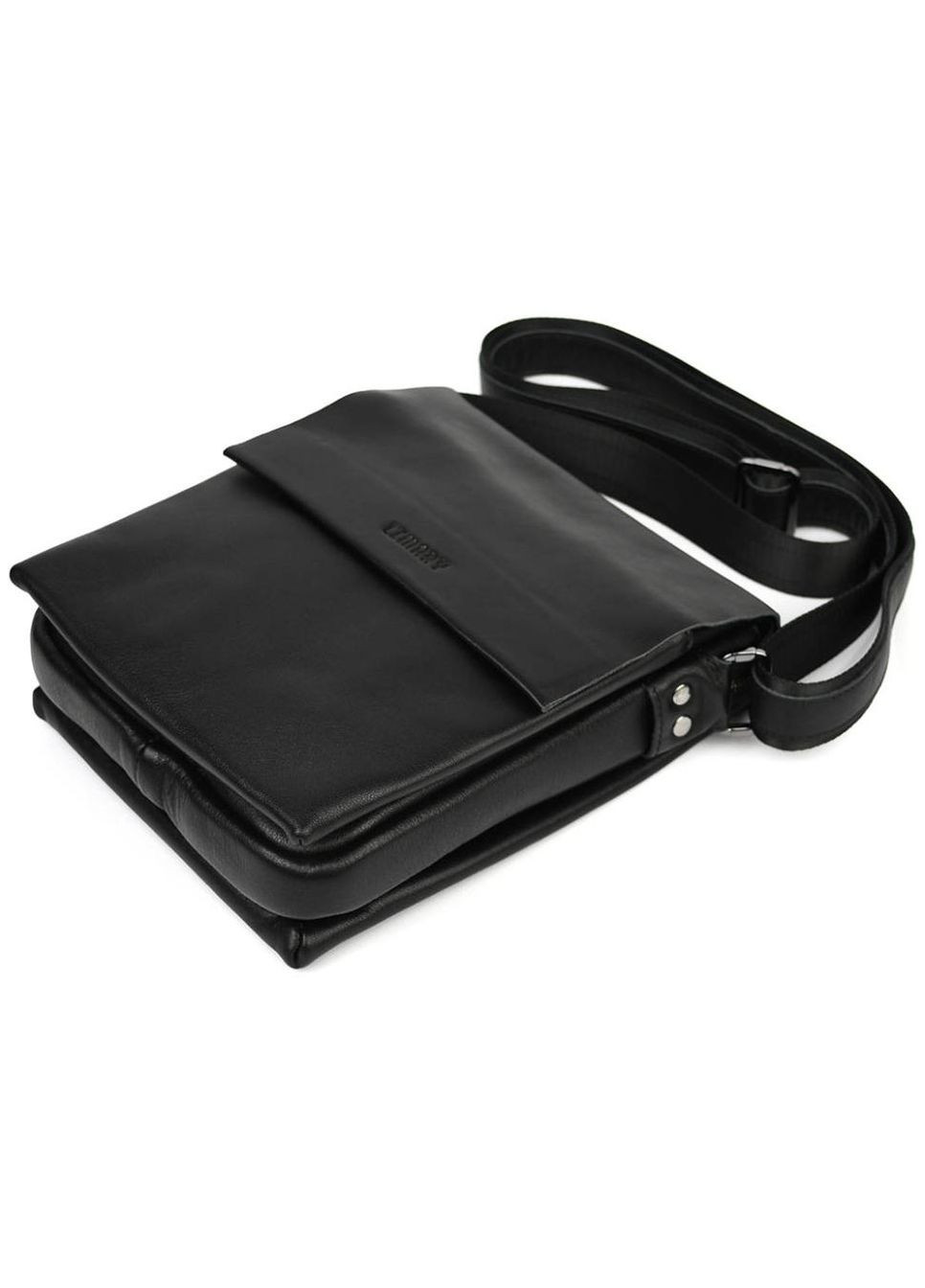 Сумка планшет через плече з натуральної шкіри чоловіча для документів та для телефону маленька Чорний 40329 LIMARY (361348651)