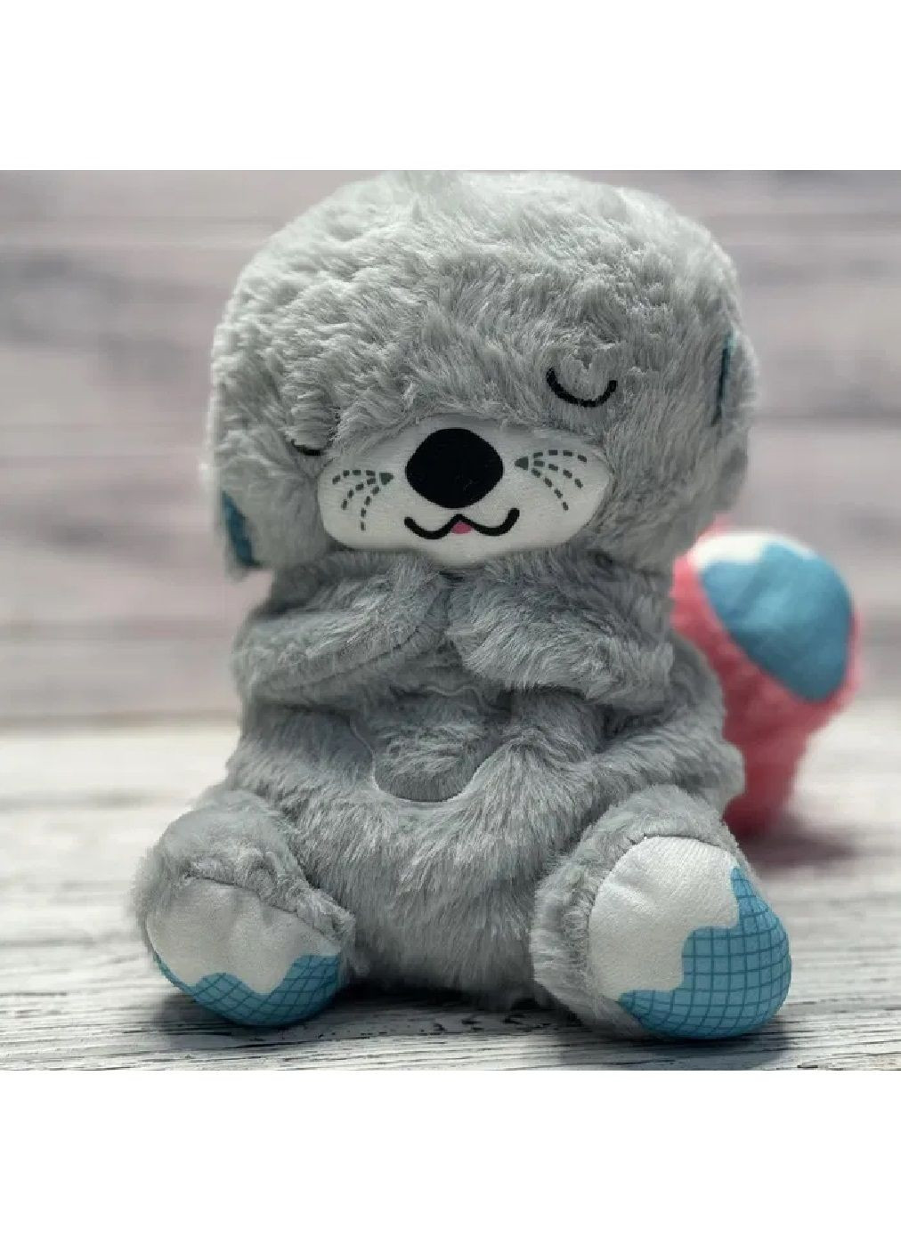 Мягкая игрушка ночник для сна выдра с дышащим животиком на батарейках для детей малышей текстиль 35 см (478060-Prob) Серая Unbranded (302266309)