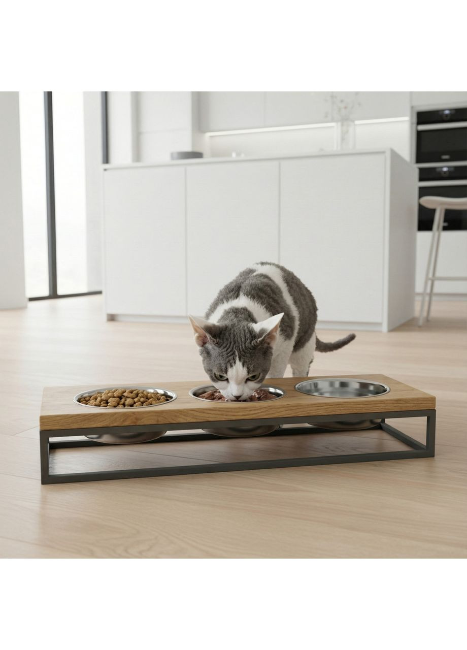 Миски на підставці для котів та маленьких собак Base Bar (3 × 0,45 л) Bar-54187-GRNT Hollky (365652718)