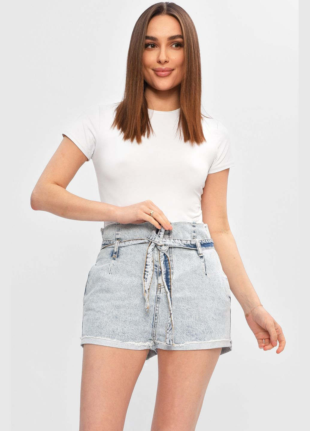 Шорты женские джинсовые голубого цвета Let's Shop (333799128)