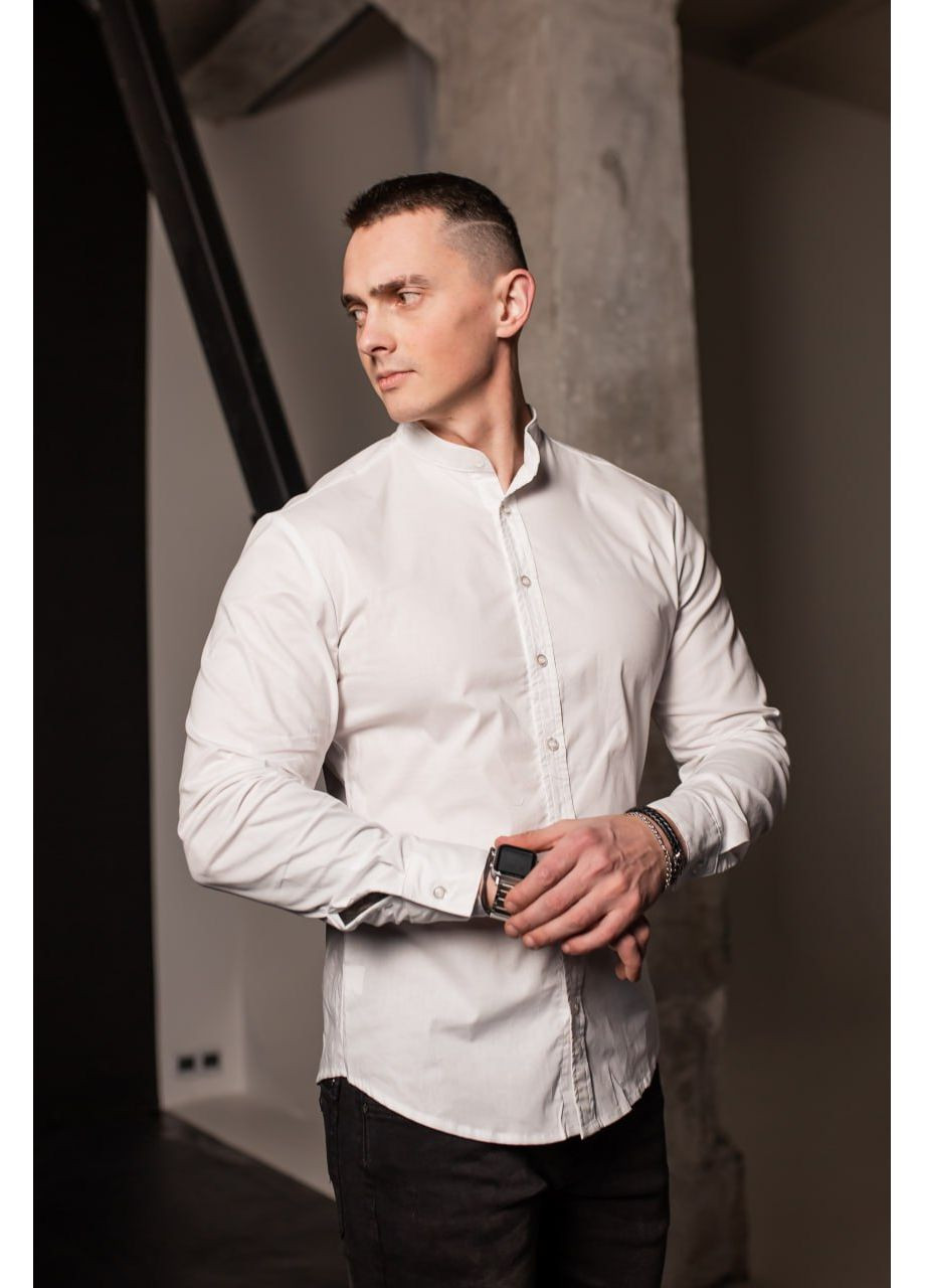 Белоснежная повседневный, вечерний, праздничный, классическая, кэжуал рубашка однотонная Vakko