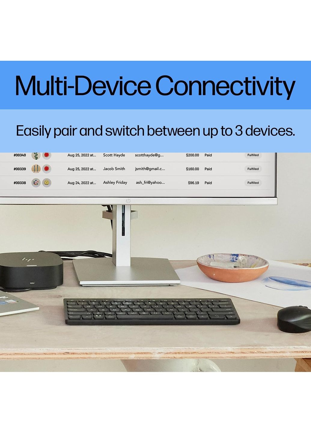 Клавіатура мембранна 692S8AA 350 Compact Multi-Device, 78key, BT, EN/UK, HP (362712701)