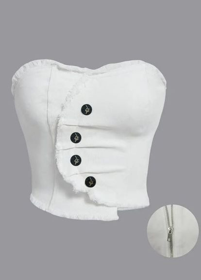 Топ женский джинсовый без бретелек с пуговицами 504 No Brand (350885994)