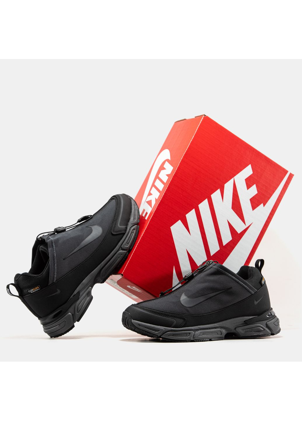 Темно-серые демисезонные кроссовки мужские nike zoom pulse cordura grey black winter fur | найк зум пульс кордура темно-серые No Brand