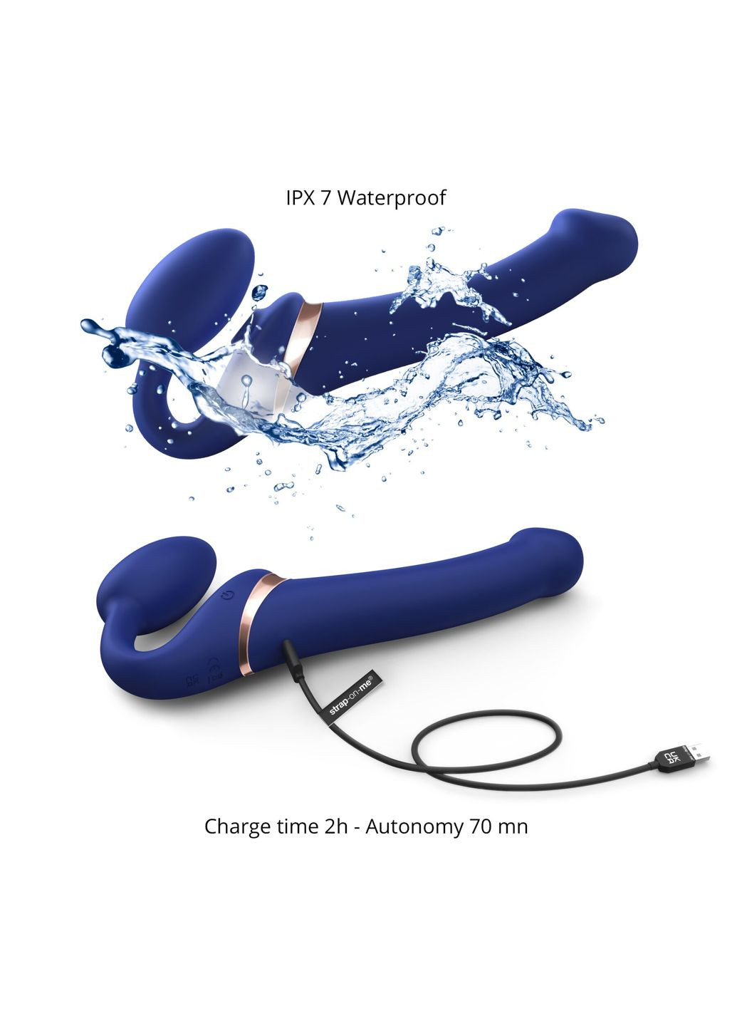 Безремневой вибрострапон с вакуумной стимуляцией MULTI ORGASM Blue L, регулируемый Strap-On-Me (296627322)