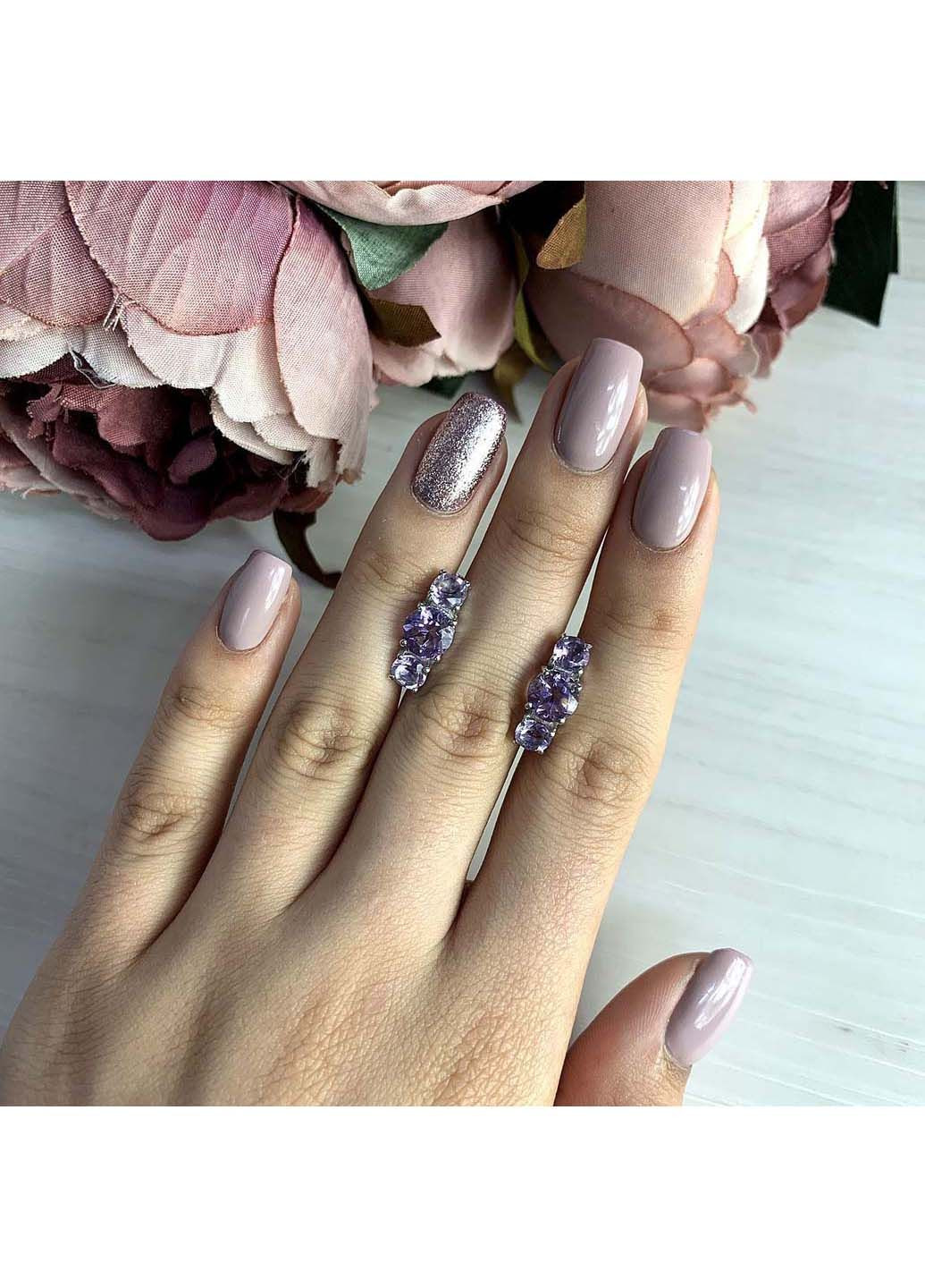 Срібні сережки з натуральним аметистом (2020677) Silver Breeze (317354812)