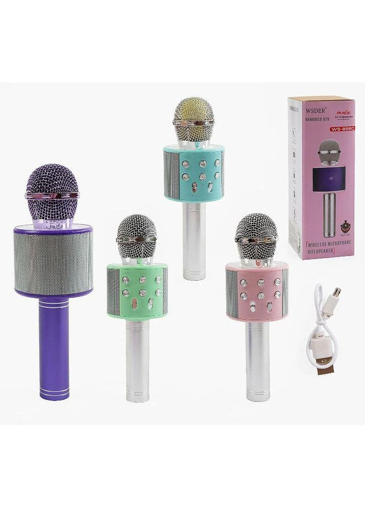 Бездротовий мікрофон-караоке C 60082 | 1800 mAh | TF Card, Bluetooth, USB | Рожевий WSTER (362575220)