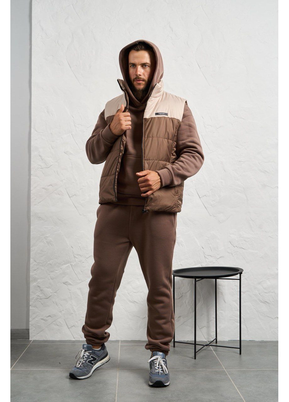 Темно-бежевый зимний костюм мужской тройка Garna