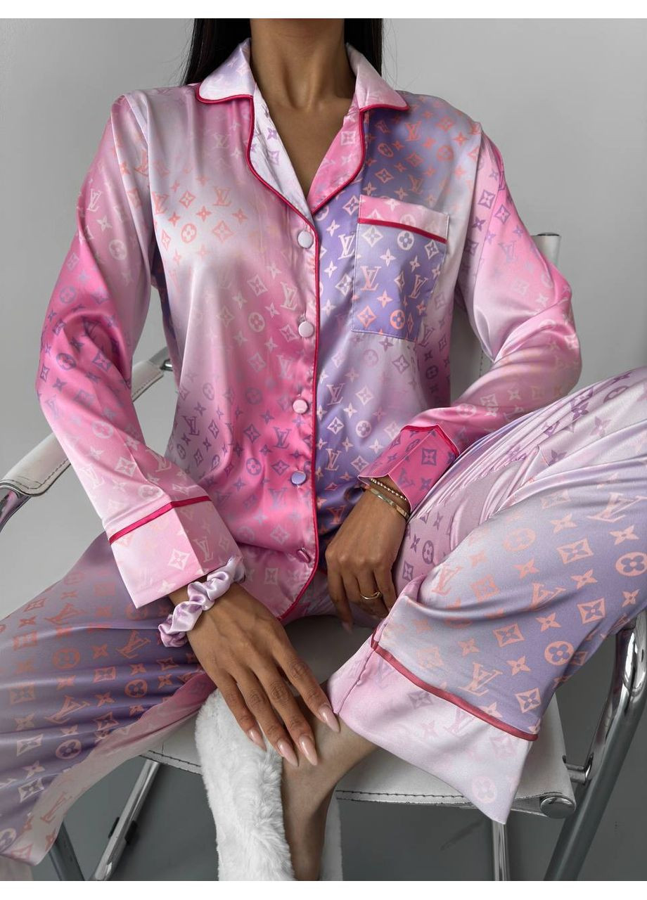 Рожево-лілова всесезон жіноча піжама | рожево-лілова сорочка + брюки Vital-Textile 1189