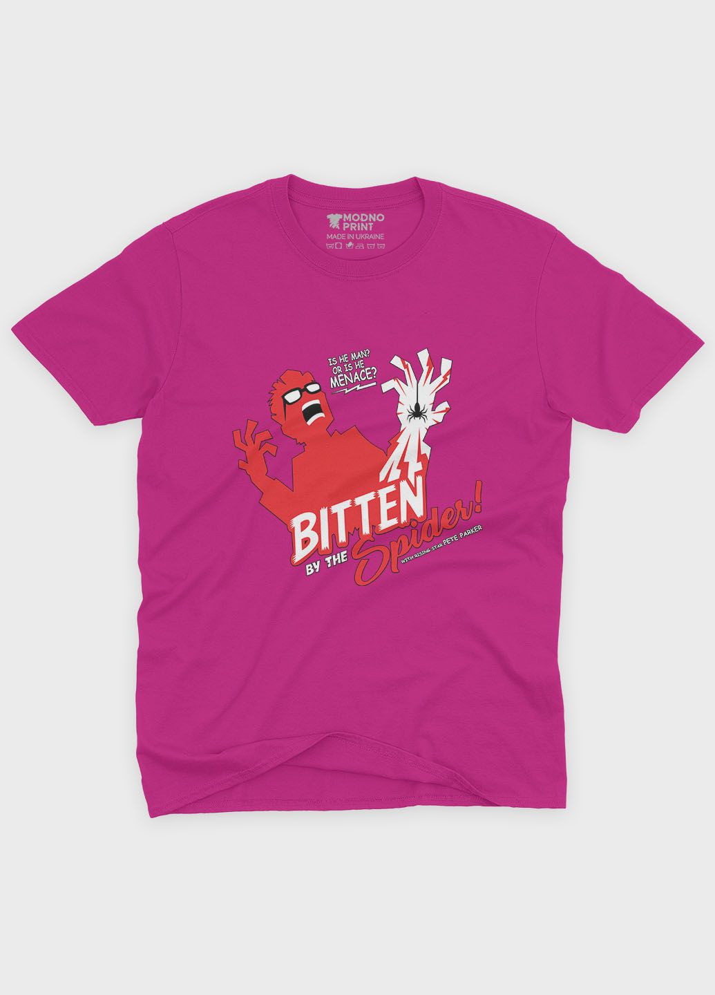 Рожева демісезонна футболка для хлопчика з принтом супергероя - людина-павук (ts001-1-fuxj-006-014-027-b) Modno