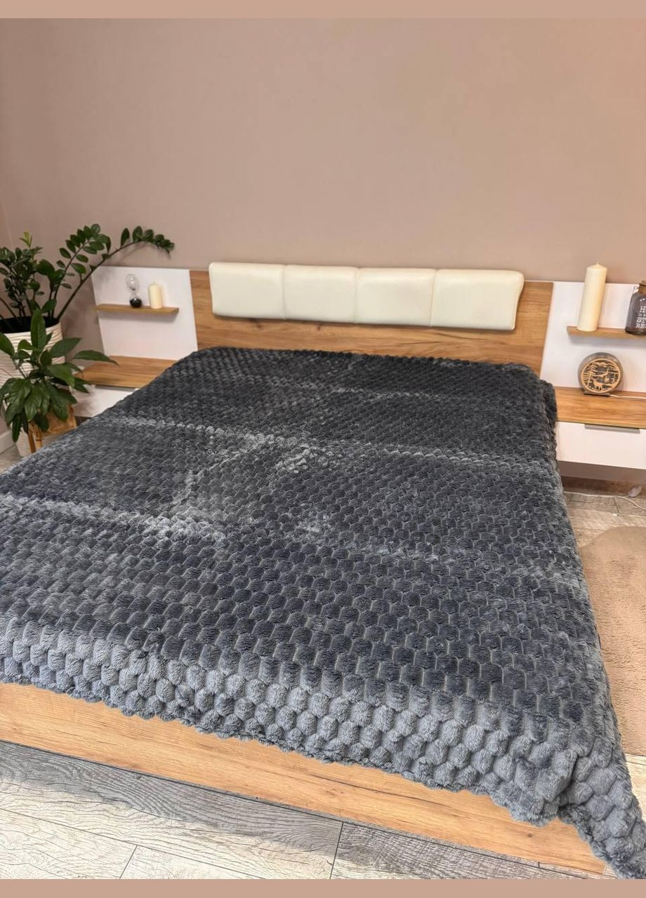 Королевские соты Плед Евро 200х230 Графит (П4К-am-shahmatka-006) No Brand (323161148)