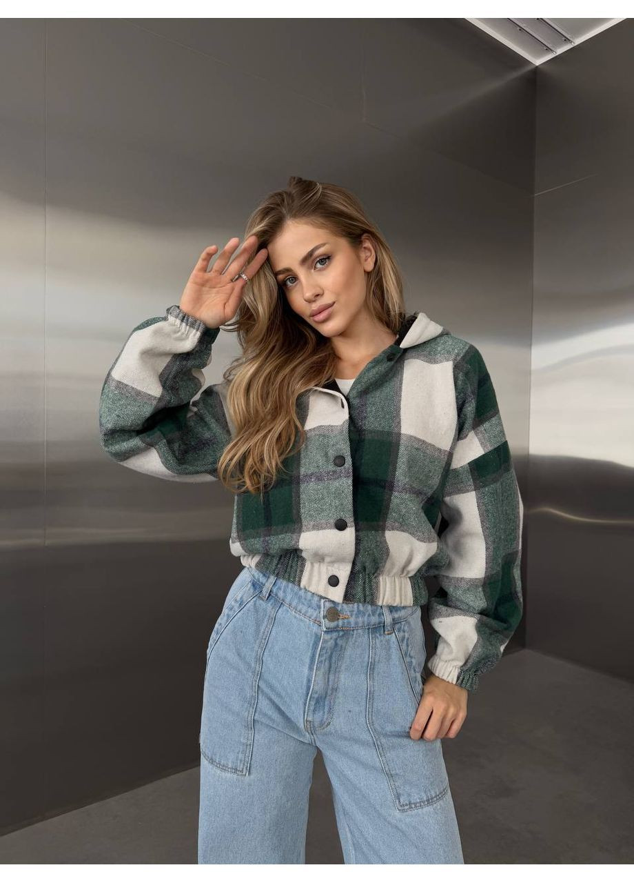 Жіночий кашеміровий бомбер у клітинку (363839483)