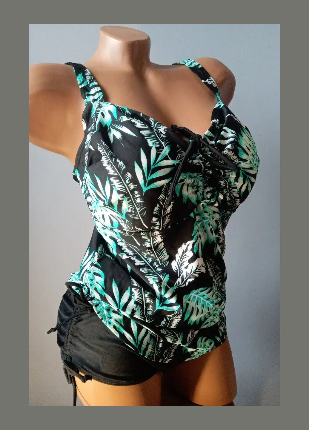 Черный летний купальник танкини с плавками большие размеры FUBA