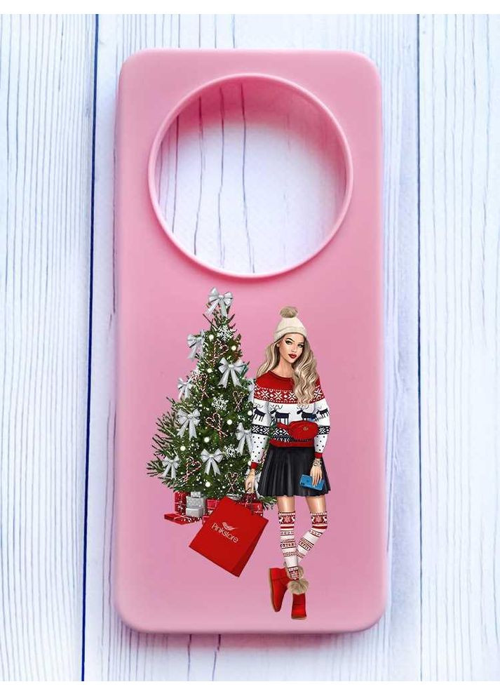 Матовий рожевий чохол на Xiaomi Redmi 14C/Poco C75 Дівчина з подарунками (принт 141) Creative (362969025)