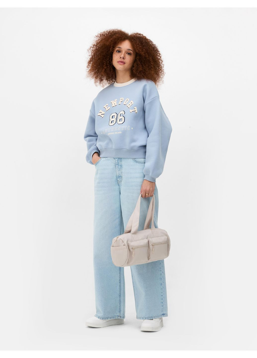 Голубой свитшот флис,голубой с принтом, Primark (368157744)