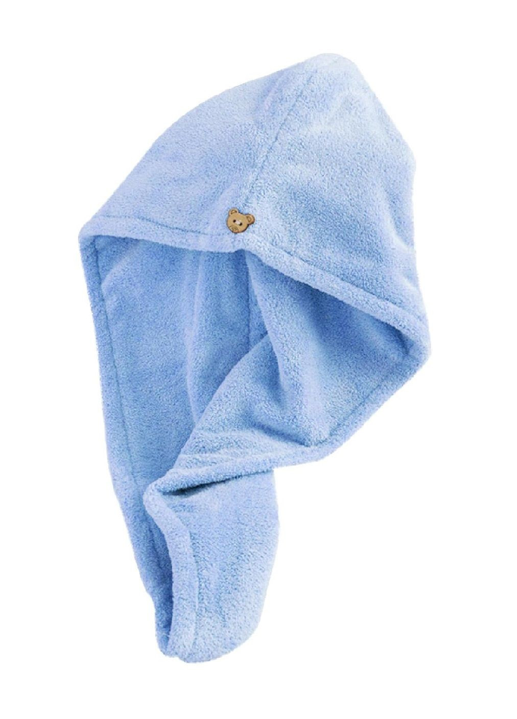 Unbranded рушник чалма для сушіння голови волосся після купання в сауні душі ванній мікрофібра 60х26 см (476911-prob) світло-блакитний однотонний світло-блакитний виробництво -
