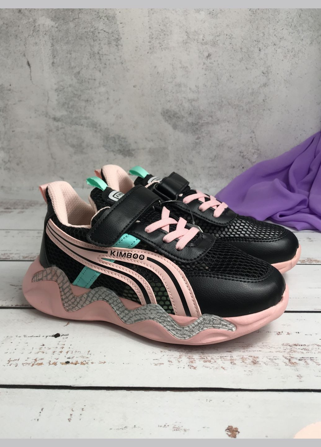 Чорні всесезонні кросівки дитячі для дівчинки kimbo-o чорний (102) Kimboo