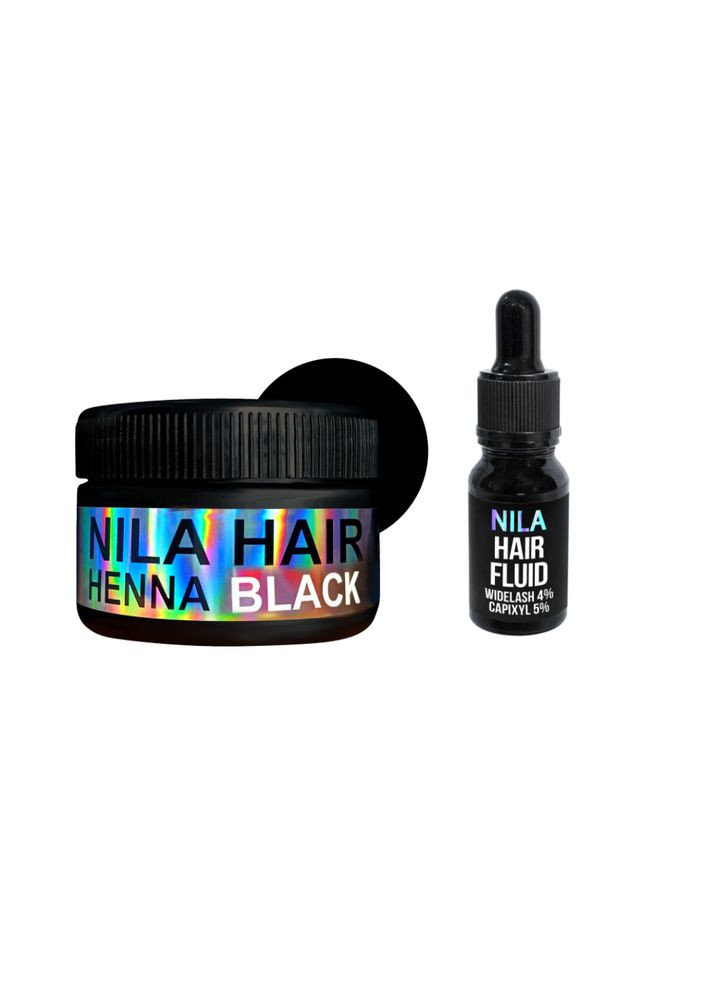 Набір Hair Fluid Сироватка для росту волосся 10мл + Хна для волосся Чорна Black 60г Nila (335877619)