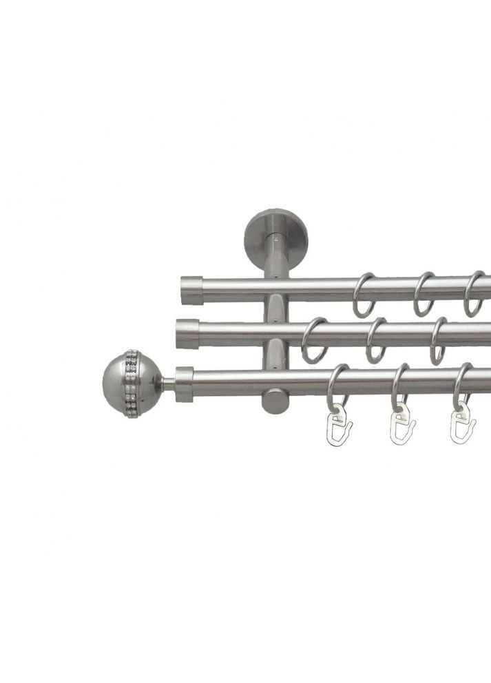 Карниз Авея металлический трехрядный цилиндр (20 см) гладкая труба Нержавеющая сталь 16\16\16 мм 300 см (5503346) ORVIT (300796586)