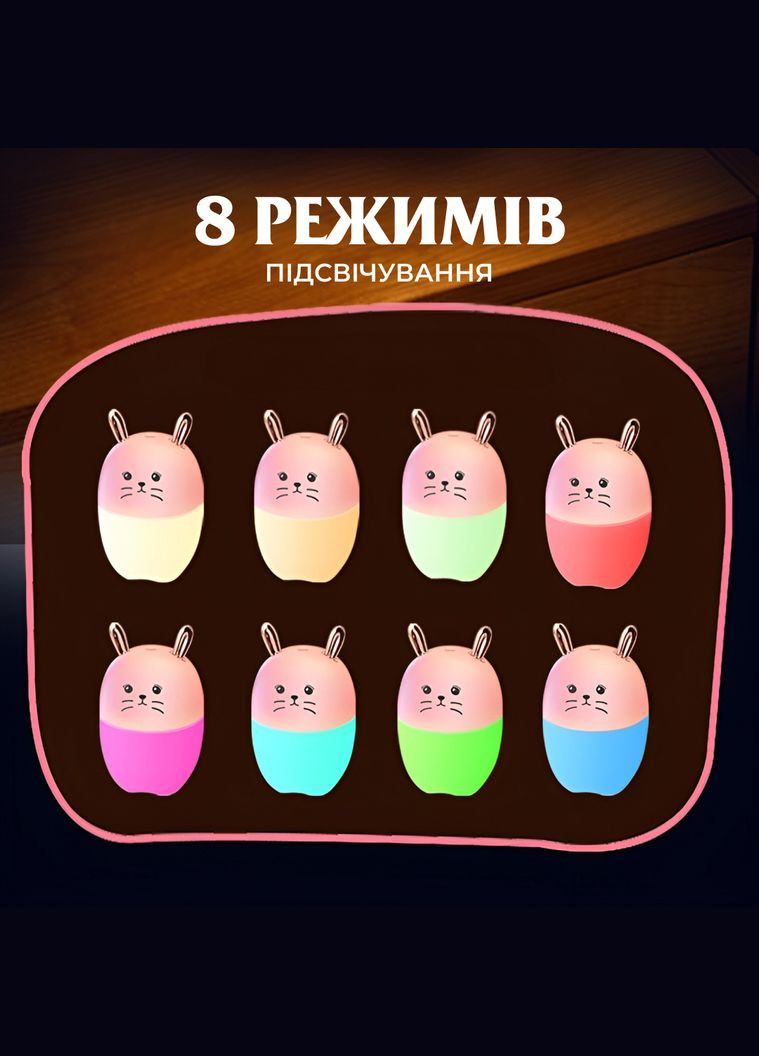 Зволожувач повітря для дитячої кімнати Зайчик 220 мл, рожевий Happy Life HPBH17200P No Brand (342113768)