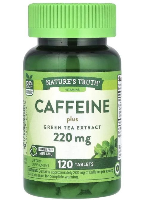 Кофеин плюс экстракт зеленого чая Caffeine Plus Green Tea Extract 220 мг 120 таб Nature's Truth (359473449)