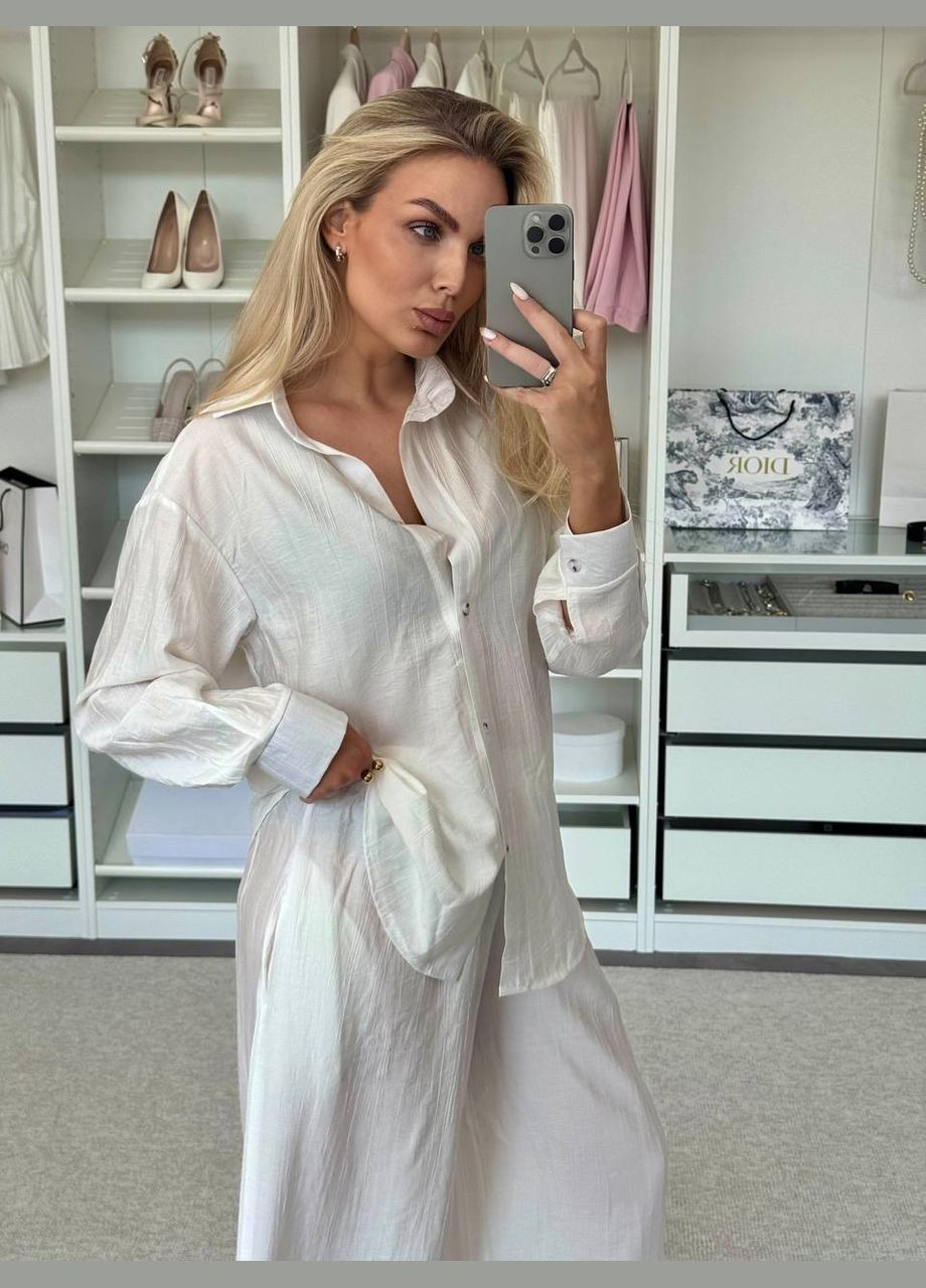 Костюм жіночий з жатки “Relax Fit” – сорочка + широкі штани Vakko (336803723)