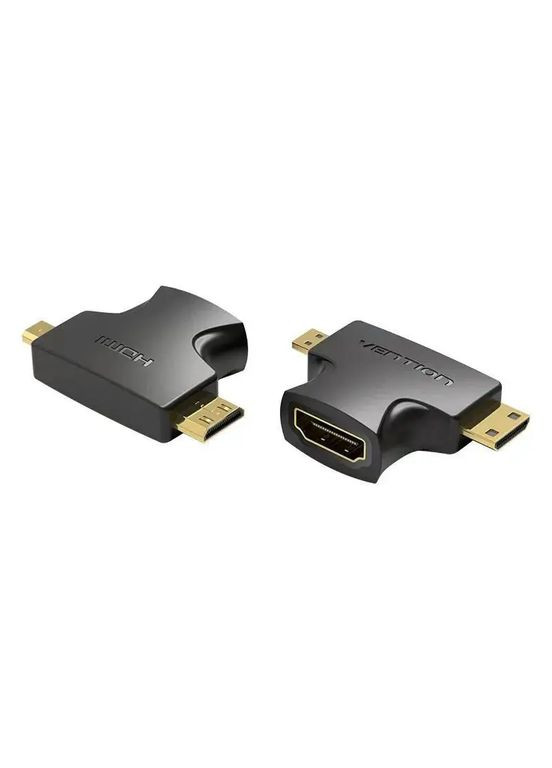 Перехідник Micro HDMI+Mini HDMI to HDMI (female) 1080P/60Hz Чорний AGFB0 Vention (300523976)