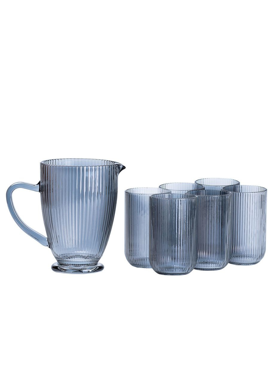 Набір скляний глечик і 6 склянок сірий HP542 TS Kitchen (370801868)