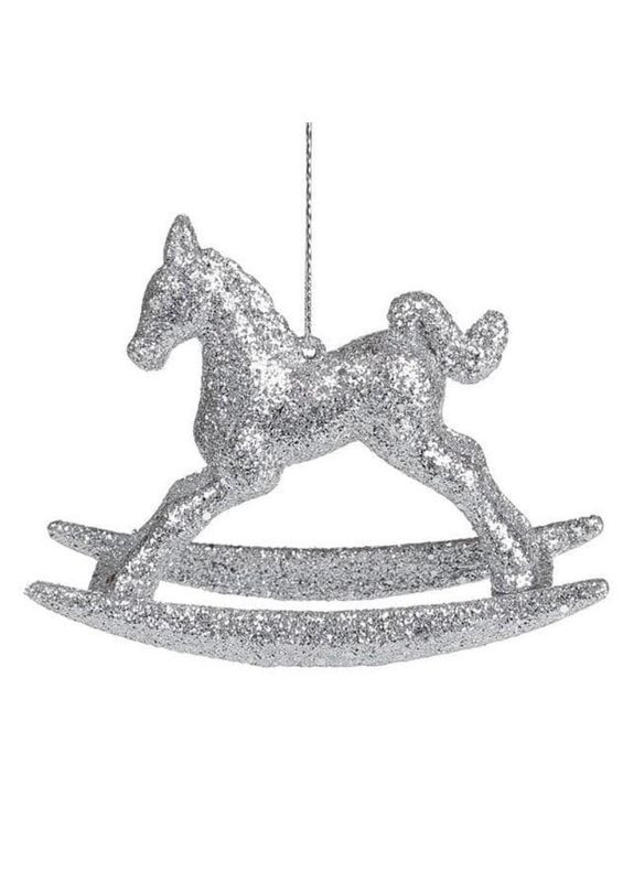 Новогодняя подвеска Лошадка серебряная 12707 Flora (360640076)