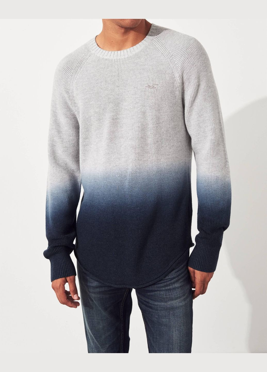 Светло-серый демисезонный свитер мужской - свитер hc6867m Hollister