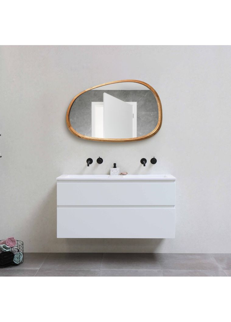 Дзеркало асиметричне дерев'яне Natural Dark Ясен 55x85 см Luxury Wood Dali (369546945)